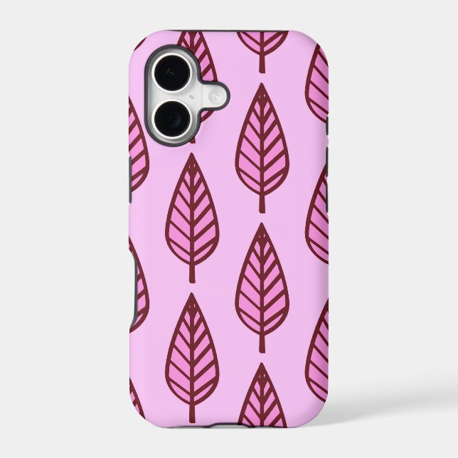 Beech leaf pattern - pink and bordeaux iphone case (Back)