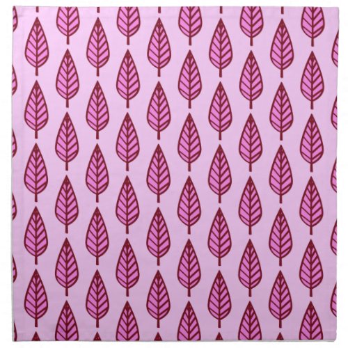 Beech leaf pattern _ pink and burgundy cloth napkin