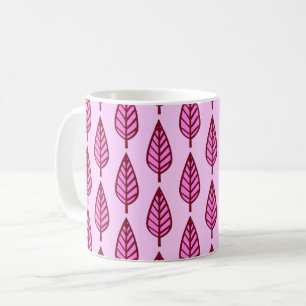 Beech leaf pattern - pink and burgundy coffee mug