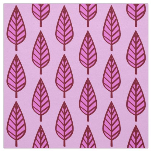 Beech leaf pattern _ pink and burgundy fabric