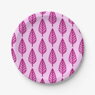 Beech leaf pattern - pink and burgundy paper plates