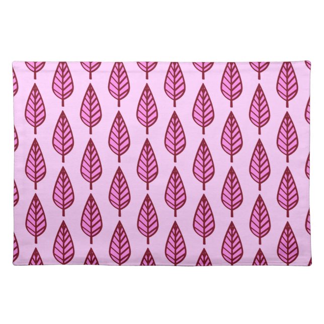 Beech leaf pattern - pink and burgundy placemat (Front)