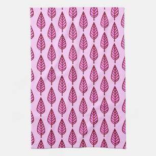 Beech leaf pattern - pink and burgundy towel
