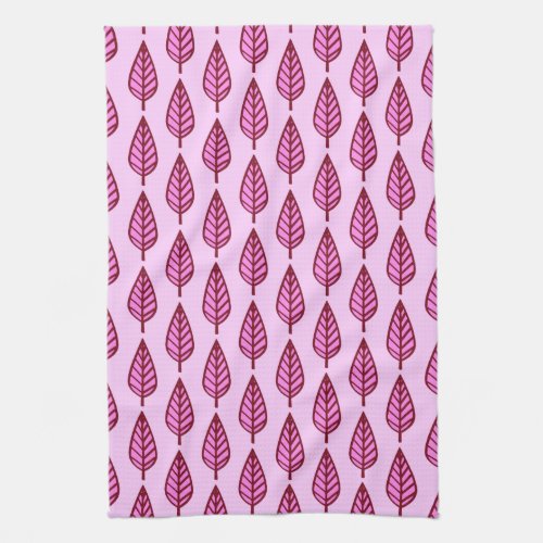 Beech leaf pattern _ pink and burgundy towel