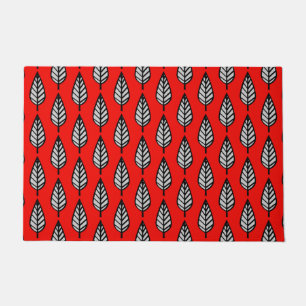 Beech Leaf Pattern, Red, Black and Gray / Grey Doormat