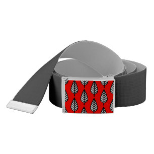 Beech leaf pattern - Red, black and grey / gray Belt
