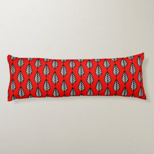 Beech leaf pattern - Red, black and grey / gray Body Pillow