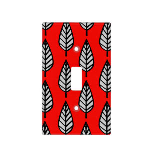Beech leaf pattern - Red, black and grey / gray Light Switch Cover