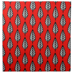 Beech leaf pattern - Red, black and grey / gray Napkin