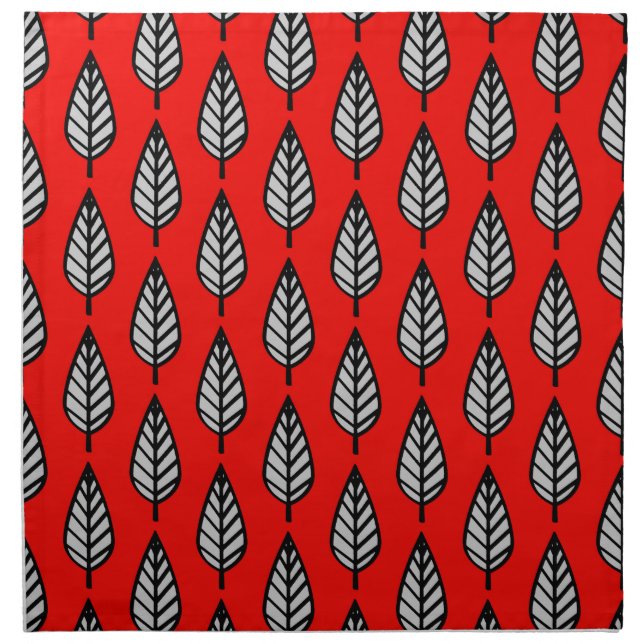 Beech leaf pattern - Red, black and grey / gray Napkin (Front)