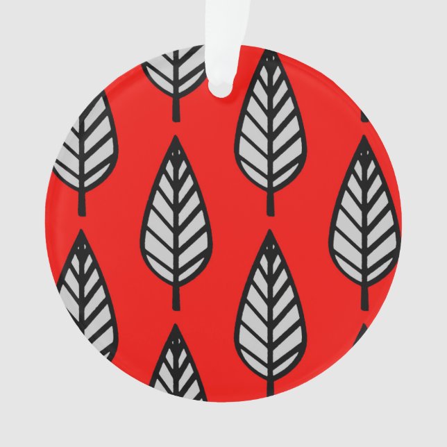 Beech leaf pattern - Red, black and grey / gray Ornament (Front)