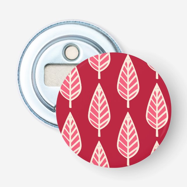 Beech leaf pattern - Ruby red and cream Bottle Opener (Front)