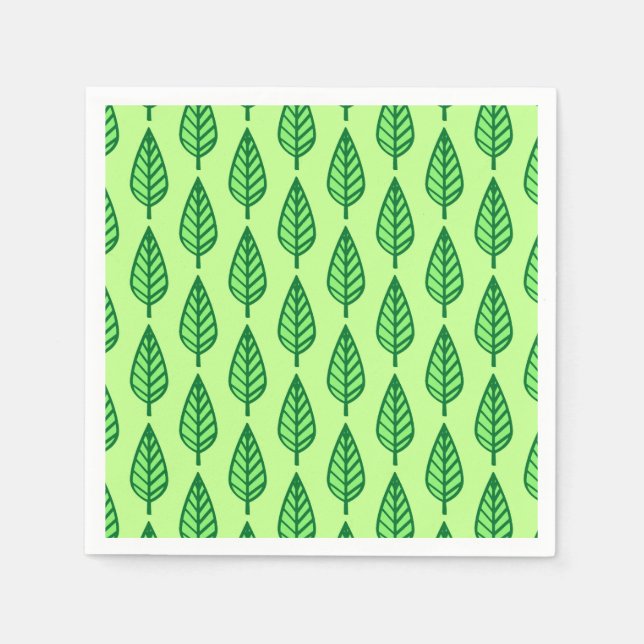 Beech leaf pattern - shades of green paper napkins (Front)