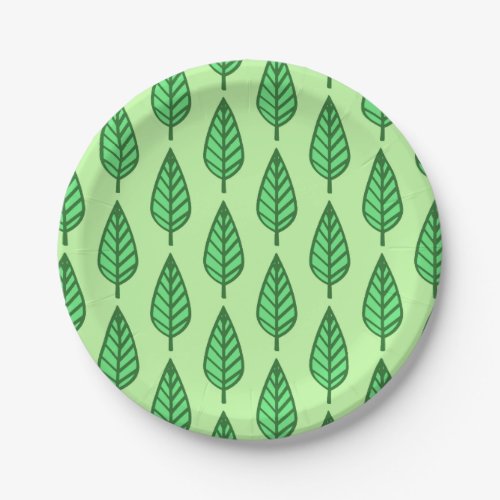 Beech leaf pattern _ shades of green paper plates