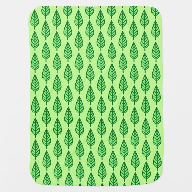 Beech leaf pattern - shades of green receiving blanket (Front)