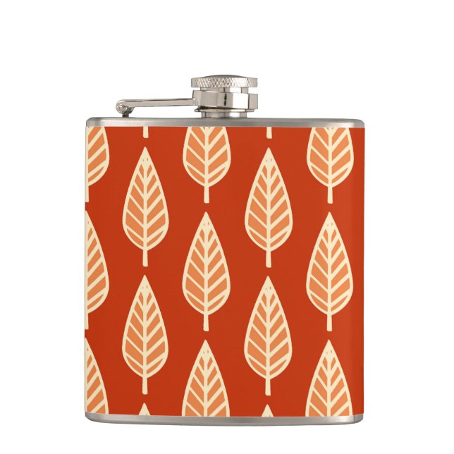 Beech leaf pattern - Shades of mandarin orange Flask (Front)