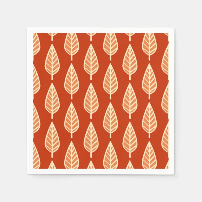 Beech leaf pattern - Shades of mandarin orange Napkins (Front)