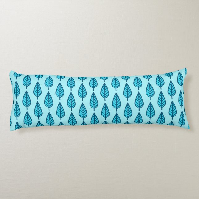 Beech leaf pattern - Shades of sky blue Body Pillow (Back)