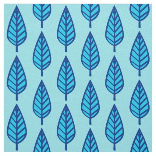 Beech leaf pattern - Shades of sky blue Fabric