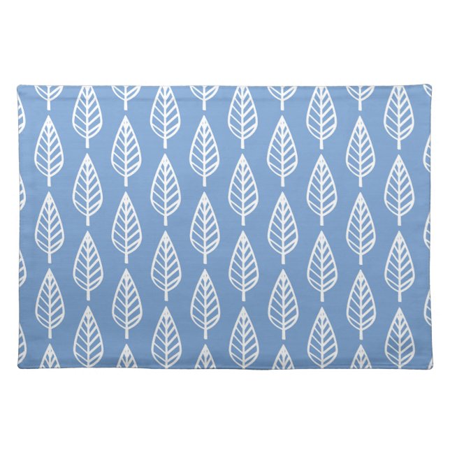 Beech leaf pattern - Sky blue and white Cloth Placemat (Front)