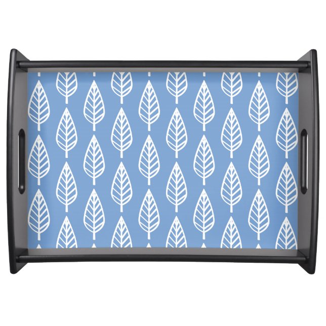 Beech leaf pattern - Sky blue and white Serving Tray (Front)