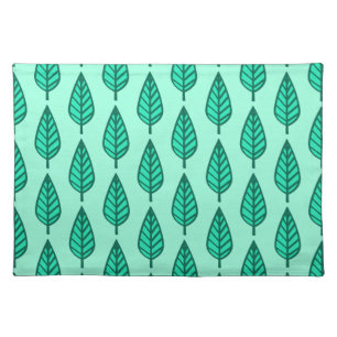 Beech leaf pattern - Turquoise and aqua Cloth Placemat