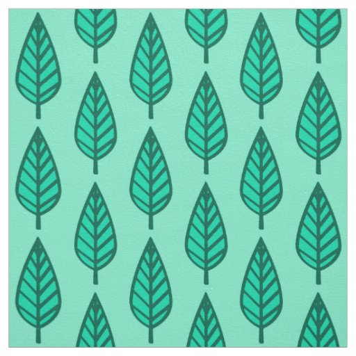 Beech leaf pattern - Turquoise and aqua Fabric