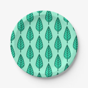 Beech leaf pattern - Turquoise and aqua Paper Plates