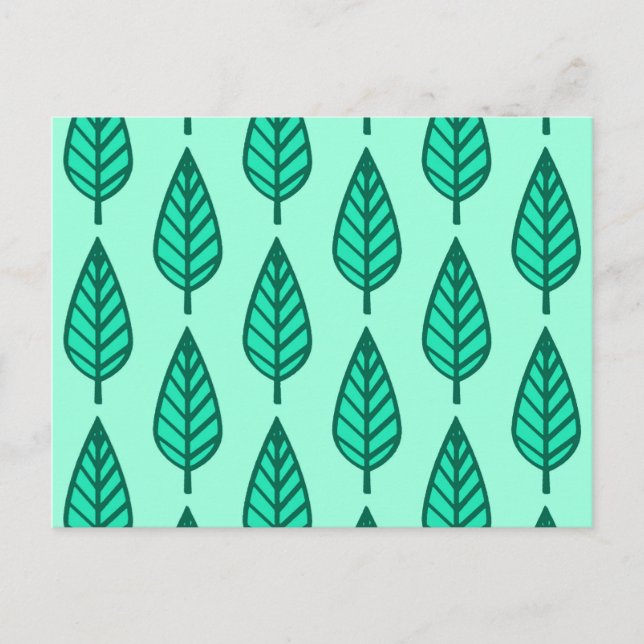 Beech leaf pattern - Turquoise and aqua Postcard (Front)