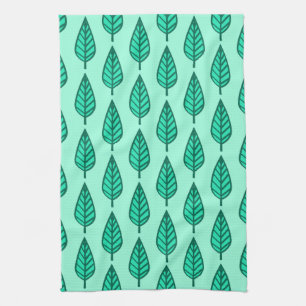 Beech leaf pattern - Turquoise and aqua Towel
