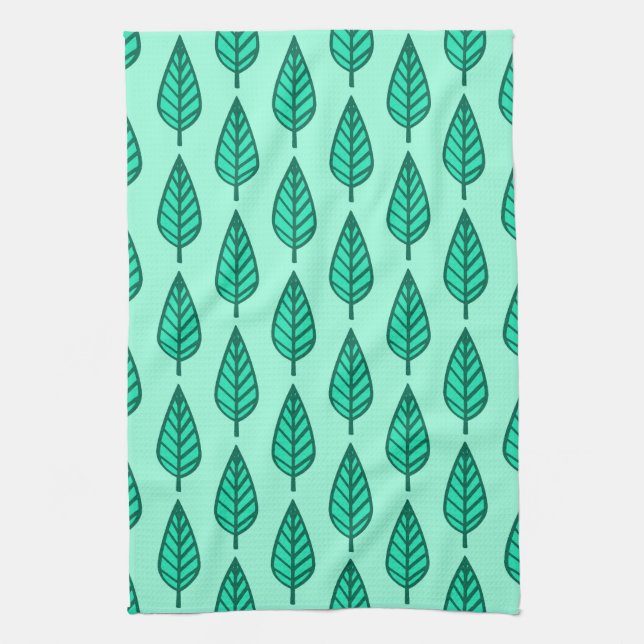 Beech leaf pattern - Turquoise and aqua Towel (Vertical)