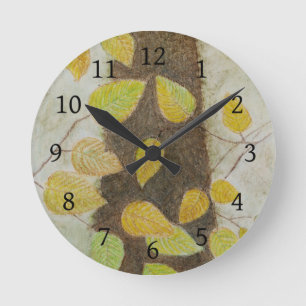 Beech Leaves Round Clock