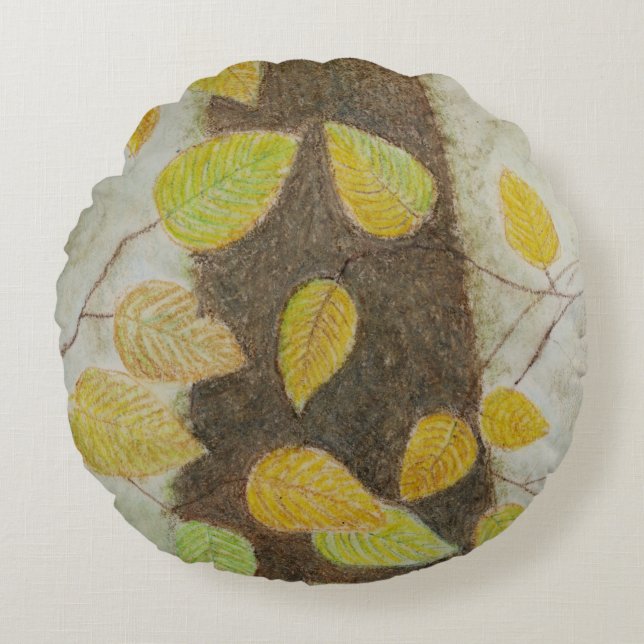 Beech Leaves Round Pillow (Front)