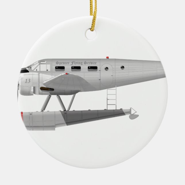 Beech Model 18 on Floats Ceramic Ornament (Front)