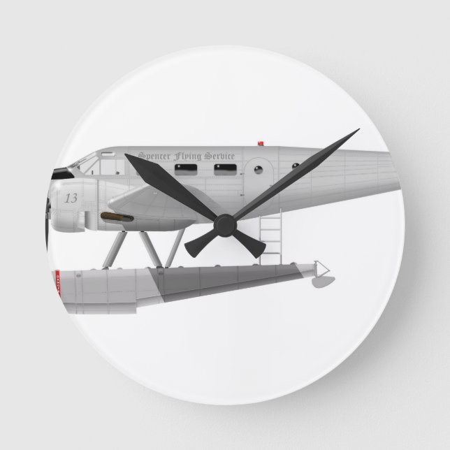 Beech Model 18 on Floats Round Clock (Front)
