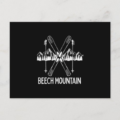 Beech Mountain North Carolina NC Retro Skiing Postcard
