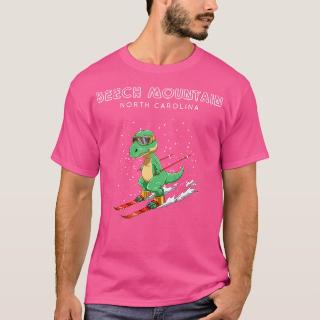Beech Mountain North Carolina - T-Rex Ski Gift T-Shirt (Front)