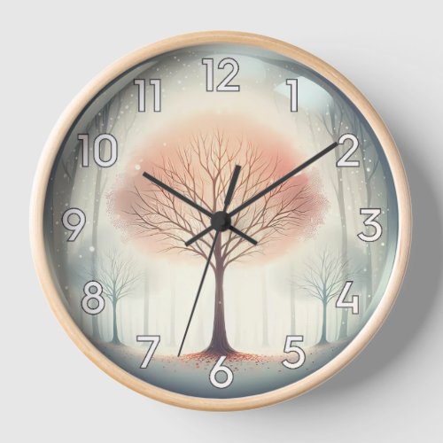 Beech tree Serene Winter Sanctuary Clock