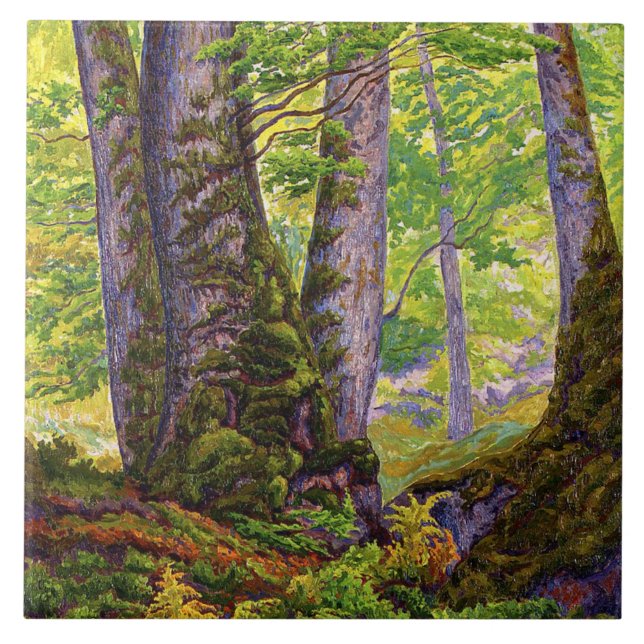 Beech Trees in the Forest (Woodland) (Paul Ranson) Ceramic Tile (Front)