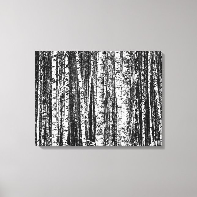 Beech Trees, White and Charcoal Gray / Grey Canvas Print (Front)