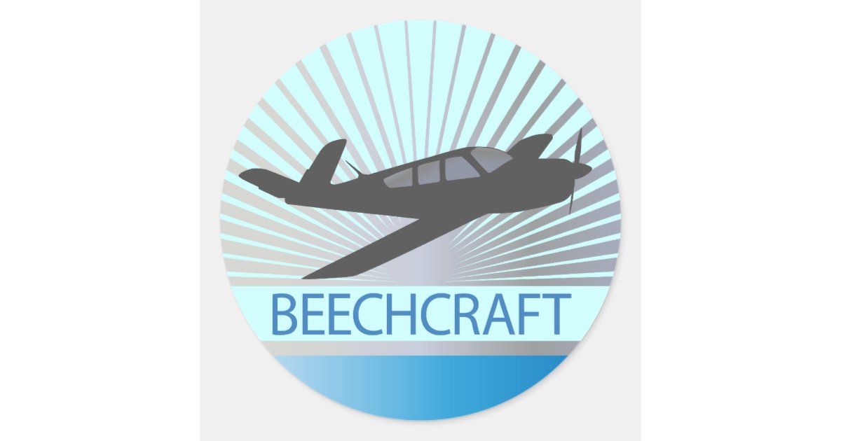Beechcraft Aircraft Classic Round Sticker | Zazzle