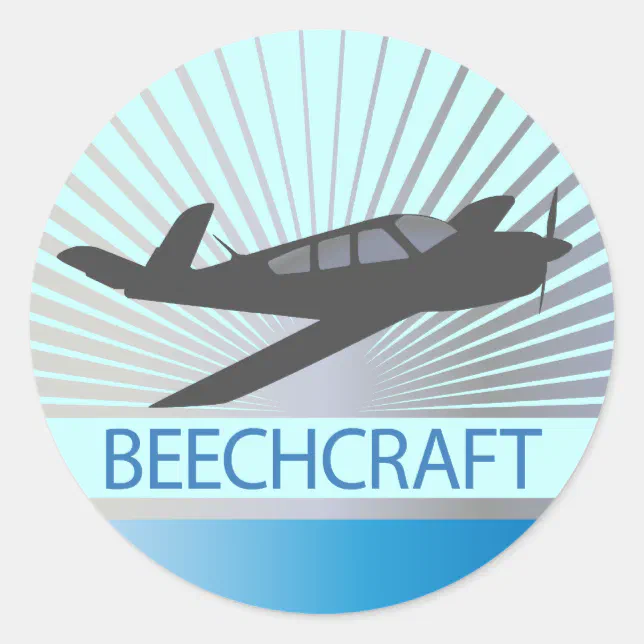 Beechcraft Aircraft Classic Round Sticker | Zazzle