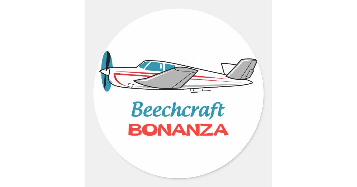 Beechcraft Bonanza Classic Round Sticker | Zazzle