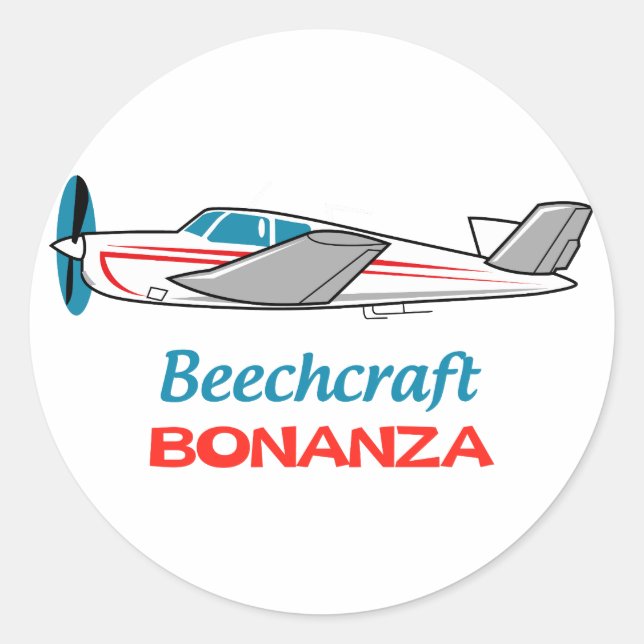 Beechcraft Bonanza Classic Round Sticker (Front)