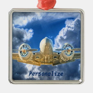 Beechcraft Model 18 Flying High Design Metal Ornament