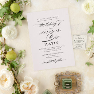 Beechwood Suite Romantic Calligraphy Wedding Letterpress Invitation