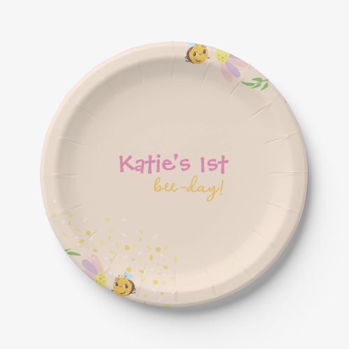 Beeday pastel birthday paper plate