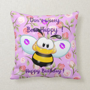 Beee Happy Throw Pillow