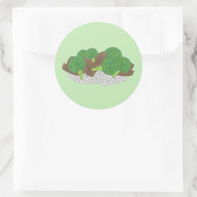 Beef and Broccoli Chinese Takeaway Takeout Food Classic Round Sticker (Bag)