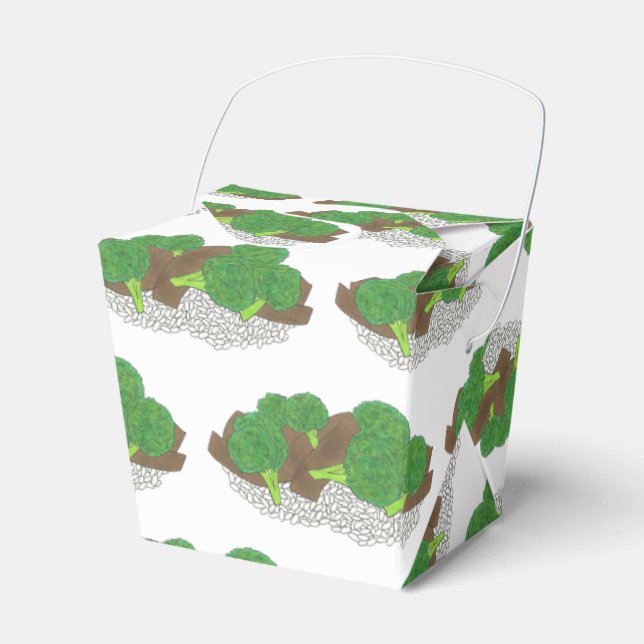 Beef and Broccoli Chinese Takeaway Takeout Food Favor Boxes (Front Side)